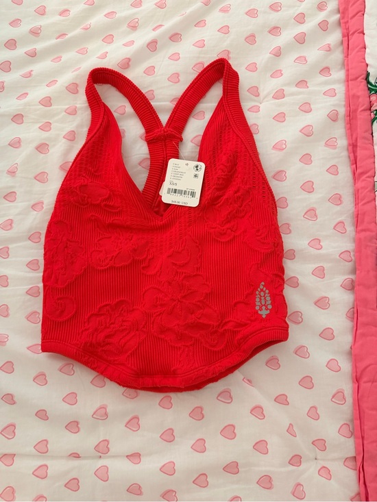 FP Movement by Free People Tops - Free people Red Ribbed Lace Racerback Bralette -  XS